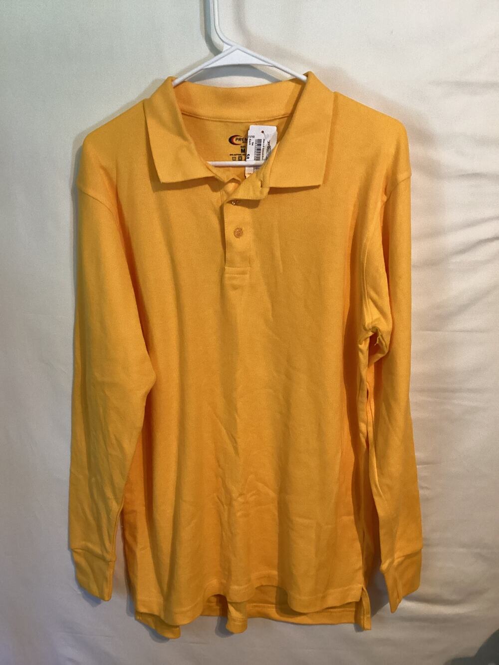 2571 NWOT Premium Wear Mens Long Sleeve Polo Yellow/Golden Rod Size Medium